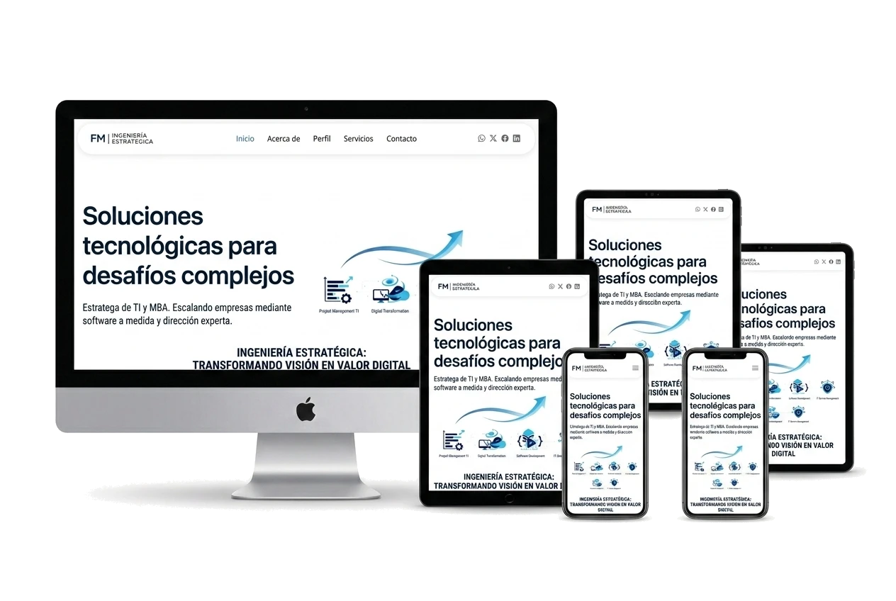 Pantalla de laptop mostrando un sitio web personal elegante y profesional de TiendasBo, optimizado para consultores y artistas en Bolivia.